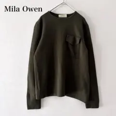 Mila Owen ミラオーウェン　カーキ　セーター　胸ポケット　シンプル