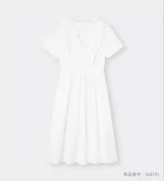 GU カシュクールワンピース　半袖 XXL オフホワイト