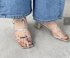 LE TALON 5cm ダブルTストラップSD サンダル　シルバー　銀　L