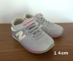 美品*new balance スニーカー 14cm グレー×ピンク*スウェード