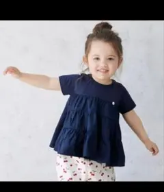 petit main ネイビー ティアードトップス90センチ