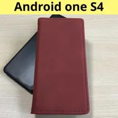 【本日発送！】Android one S4 手帳型スマホケース レッド 赤のサムネイル