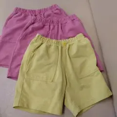 【美品】UNIQLOキッズ 半ズボン 3点セット ピンク 黄緑