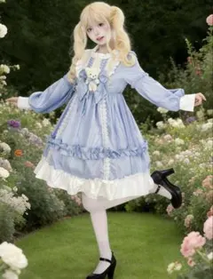 ロリータ 水色 ワンピース 3XL