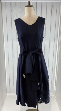 パーティードレス　お呼ばれドレス　ネイビー　紺　レース　サイズ40