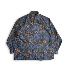 秀逸 美品 ビンテージシルクシャツ 80s 90s アート総柄 オールド レトロ