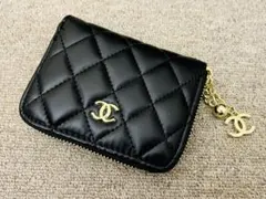CHANEL ブラック レザー カードケース