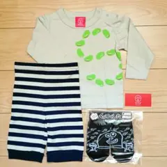 オジコ　OJICO　2a 豆柴長袖Tシャツ　ボーダーパンツ　靴下マラカス