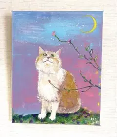 Limited 絵画 猫 kawaii ハチワレ猫の絵 猫雑貨 美術品 オブジェ