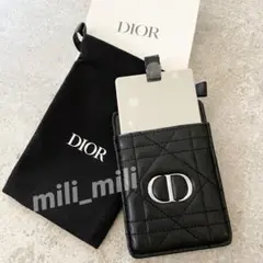 ディオール／キルティングポケットミラー　ノベルティ　ブラック　巾着袋付　Dior