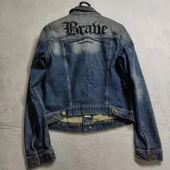 極美品　ディーゼル　デニムジャケット　バック刺繍　金ボタン　L　インディゴ