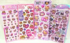 日焼けキティ 平成レトロ　ぷっくりシール4点セット