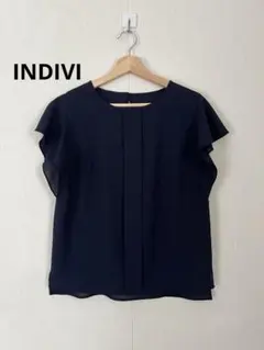 INDIVIインディヴィネイビー フリル袖 ブラウス プルオーバー 半袖のサムネイル