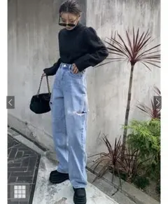 【GRL】 グレイル サイドカッティングデニムパンツ[cu273]