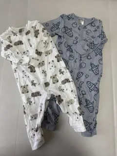 H&M ロンパース 80 2枚セット カバーオール ベビー服 長袖