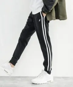 【美品】KANGOL カンゴール スウェットパンツ 黒 S サイドライン ロゴ