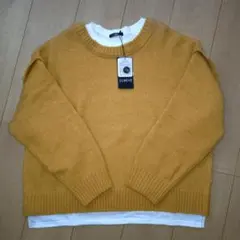 新品タグ付き マスタード Lサイズ 長袖 ニット セーター