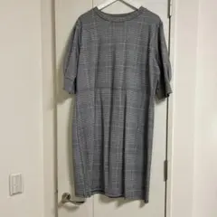 チェック柄 半袖ワンピース XL