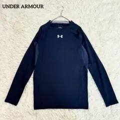 【アンダーアーマー】ロゴ長袖トップス(LG)洗える ストレッチ ネイビー