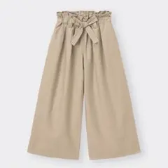 GU GIRLSリネンブレンドプルオンワイドパンツ