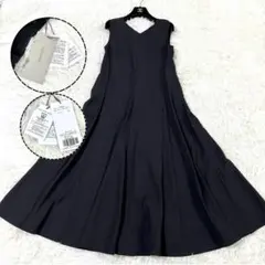 【新品タグ付き】JUSGLITTY バックレースアップ フレアワンピース 黒 M
