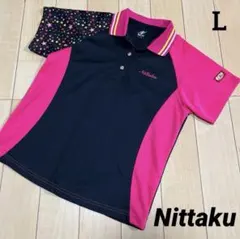 ニッタク 卓球 ユニフォーム ゲームシャツ L 黒 ピンク 星 nittaku