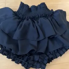 ネイビー フリル付きフレアスカート