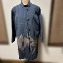 ダークブルー キルティング ロングコート