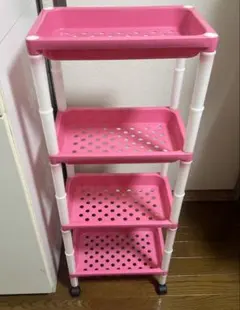 4段 キャスター付き 収納ラック ピンク　レトロのサムネイル