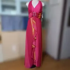 ビジュー装飾 ホルターネック ロングドレス レッド - メルカリ