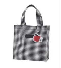 ファミリア　トート　ギンガムチェック　黒　小