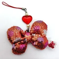 【人気】ミニー リボン ストラップ キーホルダー ピンク キラキラ