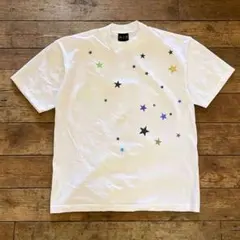向上線 マルチカラースタープリント Tシャツ