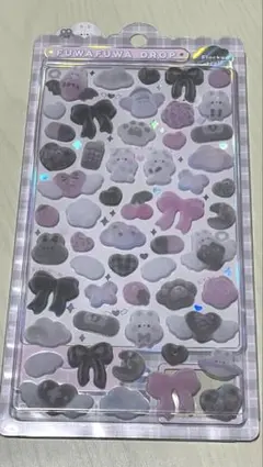 【正規品】ふわふわドロップシール　オリジナル　しろくろふわふわ　フロッキー