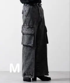 CLEL M-47 タイプ ミリタリー フレア カーゴ パンツ　ブラック系