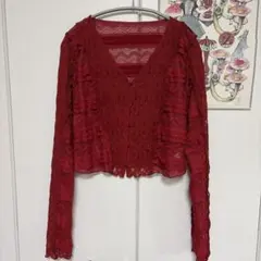 JEANASIS レース長袖カーディガン ワインレッドのサムネイル