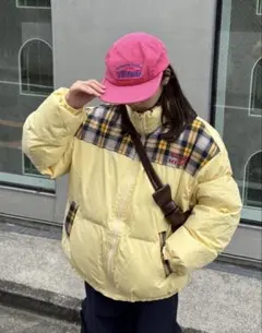 CRAMMY イエローチェックダウンジャケト