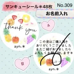サンキューシール　No.309 〈フルーツたくさん〉