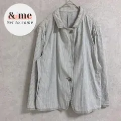 K.T LINO 日本製　ジャケット　リネン混　ストレッチ　総柄　ストライプ