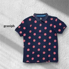 グラニフgraniph ドット柄 半袖ポロシャツ M