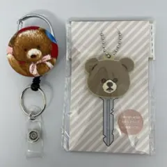 キーリール(ハンドメイド)＆キーキャップ・クマさん・ブラウン②