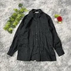 ナラカミーチェ 1 シャツ ブラウス ピンタック 麻 リネン100% 黒 通勤のサムネイル