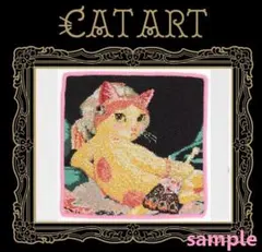 ☆彡キャットアート ドミニク・ニャングル シェニール織り タオルハンカチーフのサムネイル