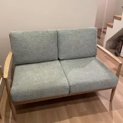 HIDAKAGU 飛騨家具　2人掛けソファ　019-2P ホワイトオーク×ミント