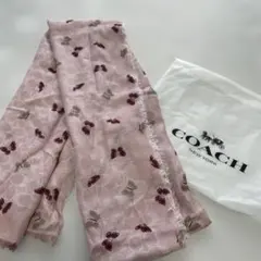 美品 COACH コーチ 大判スカーフ ピンク 蝶のサムネイル