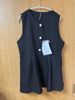 しまむら　HK WORKS LONDON ドット柄 ベスト ジレ ブラック L