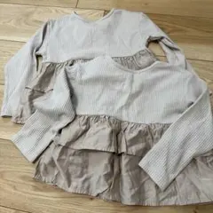 フリル付き長袖カットソー　ペアマノン