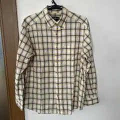 【Eddie Bauer】メンズシャツ　Sイエロー　チェック　コットン