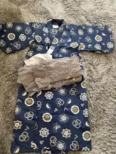 花柄ネイビー着物 サイズ110