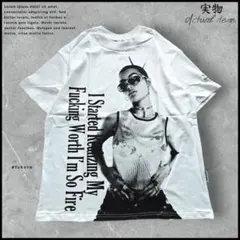 HIPHOP ラッパー パンク ロック クールプリントTシャツ ホワイト L